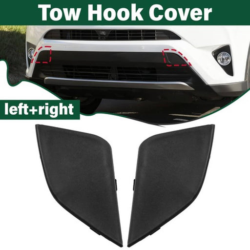 DURAFORCE Pair Front Bumper Tow Hook Eye Cover Cap For Toyota RAV4 2016-2018 Left Right