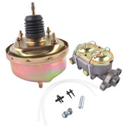 DURAFORCE 7" Zinc Street Rod Rat Rod Power Brake Booster w/ Bail Top Master Cylinder Kit