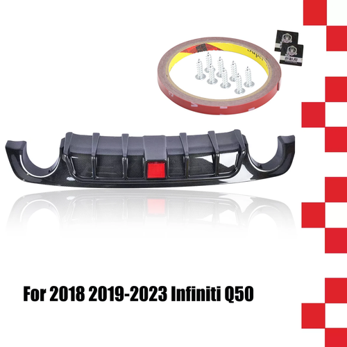 DURAFORCE Rear Bumper Diffuser Lip LED Brake DRL Light for 2018-2023 for Infiniti Q50