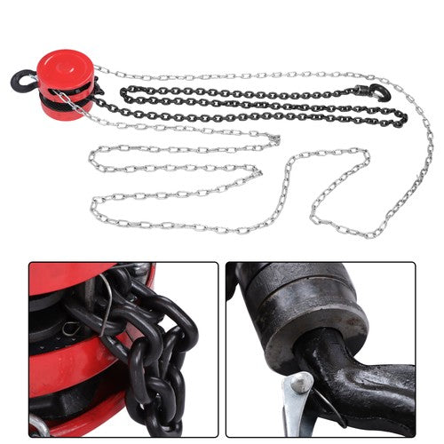 DURAFORCE 1 Ton / 2200Lbs Chain Hoist Manual Puller Block Fall Chain 10FT with Hook Red