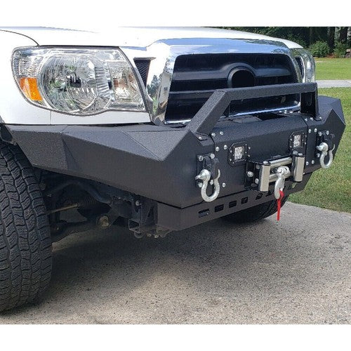 For Toyota Tacoma 2005-15 Front Bumper Steel with Winch Plate LED Lights Skid Plate