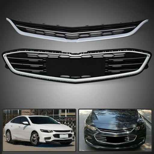 DURAFORCE Honeycomb Grill Front Bumper Upper&Lower Grille For Chevy Malibu 2016-2018