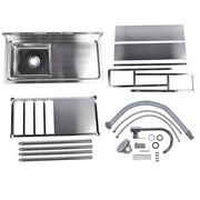 DURAFORCE 39.4in Stainless Steel Utility Sink Set, Single Bowl Commercial Sink w/ Shelves