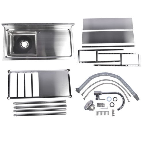 DURAFORCE 39.4in Stainless Steel Utility Sink Set, Single Bowl Commercial Sink w/ Shelves