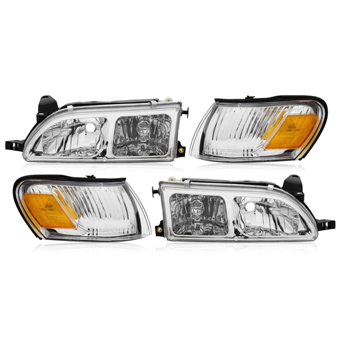 DURAFORCE JDM Chrome Headlights Turn Signal Corner Lights for 1993-1997 for Toyota Corolla