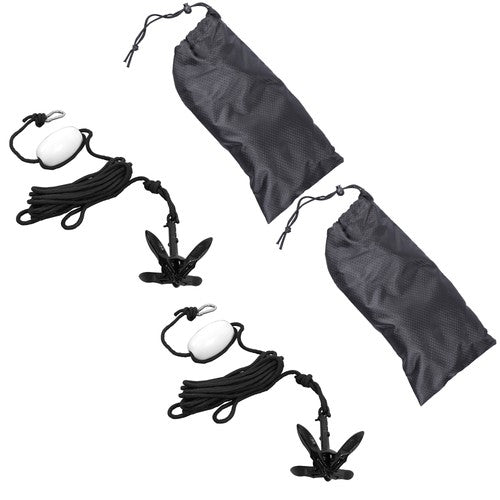 DURAFORCE 2-Pack Folding Anchor Set 0.7kg Black For Grapnel Boat Marine Kayak