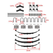 DURAFORCE Tandem Trailer Axle Suspension Kit 4 Leaf Springs U-bolt & Hanger Kit 3500lbs