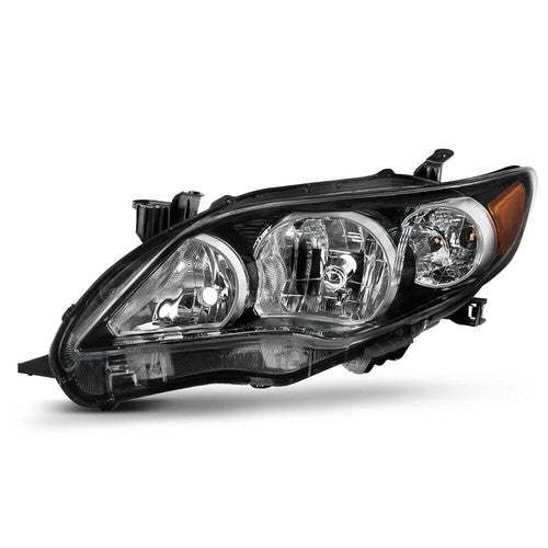 For 2011 2012 2013 Toyota Corolla Headlights Headlamp Pair Black Housing  LE XLE