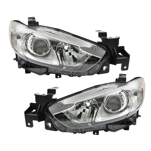 DURAFORCE Fit For Mazda 6 2014-2017 Black Halogen Clear Lens RH+LH Side Headlight Assembly