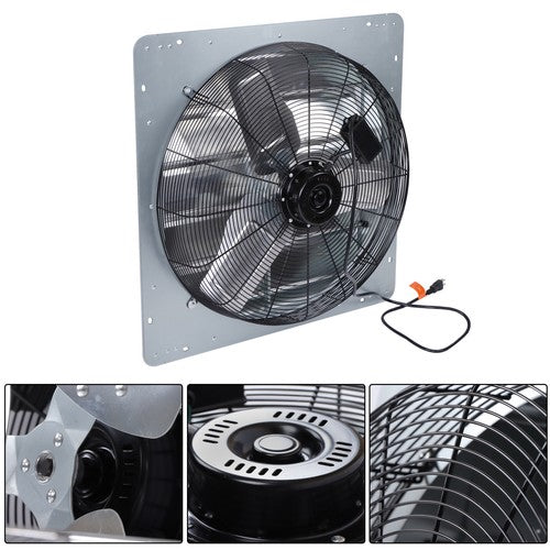 DURAFORCE Shutter Exhaust Fan 24in, 1.65m Power Cord, 4120CFM, Wall Mounted, Silver