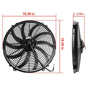 DURAFORCE BLACK 16" Electric Radiator Fan High 3000 Cfm Thermostat Wiring Switch Relay Kit