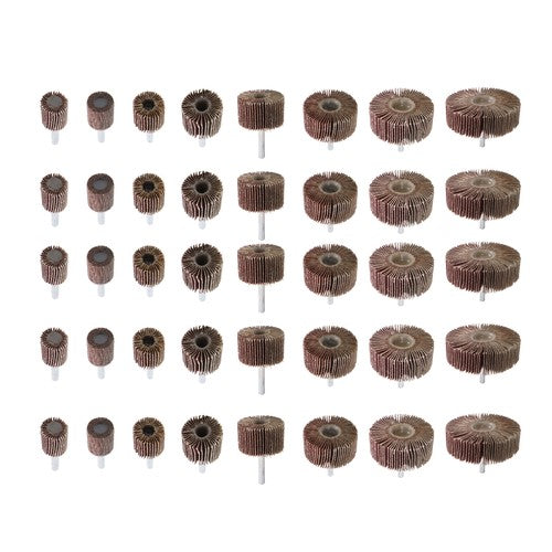 DURAFORCE 40 Pack 1/4 Inch 80 Grit Cylindrical Shape Sanding Wheels 8 Sizes Flap Wheel Set