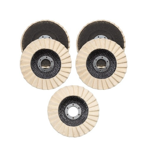 DURAFORCE 5PCS 4.5"×7/8" Felt Flap Disc Polishing Flap Discs Wool Flap Buffing Wheel Pad