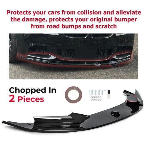 DURAFORCE Front Bumper Lip Spoiler Splitter for 2011-2016 BMW F10 5 Series M Sport Gloss Black