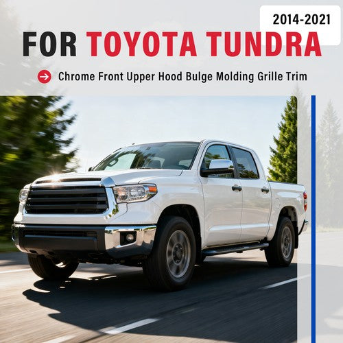 Chrome Front Upper Hood Bulge Molding Grille Trim for Toyota Tundra 2014-2021