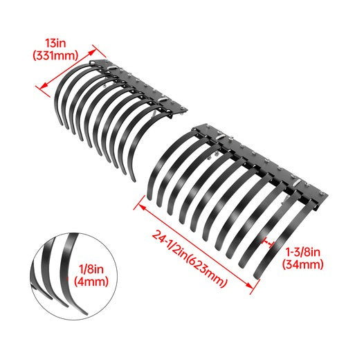 DURAFORCE 60 Inch Landscape Rake Rock Rake Pine Straw Rake 20 Tines For Tractor ATV UTV