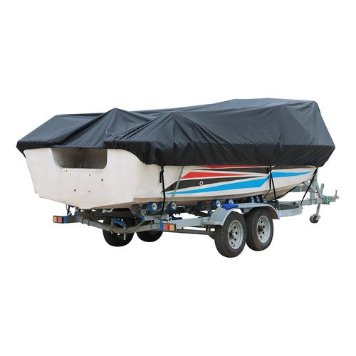DURAFORCE 11-13ft Waterproof Heavy Duty Boat Cover V-Hull Runabouts 420D Black