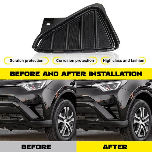 DURAFORCE Pair Front Bumper Fog Light Trim Bezel Cover Fit For 2016 2017 2018 Toyota RAV4