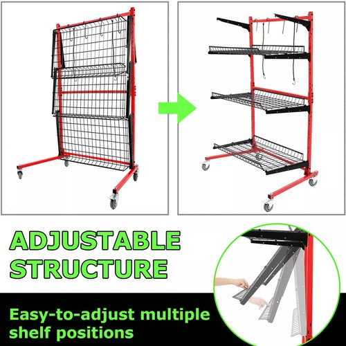 DURAFORCE 3-Shelf Storage Shelving Automotive Parts Cart Body Shop Tools Storage Rack