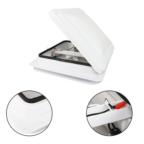DURAFORCE For Camper Trailer Universal White 14" × 14" RV Roof Vent Fan Kit 12V 6" Blades