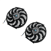 DURAFORCE 2× 12" Electric Radiator Cooling Slim Fans Push Pull Mount Black For Universal