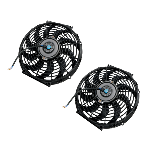 DURAFORCE 2× 12" Electric Radiator Cooling Slim Fans Push Pull Mount Black For Universal