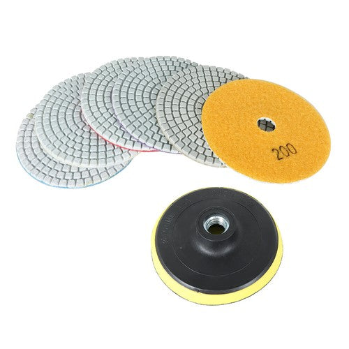 DURAFORCE 7PCS 4 Inch Set Wet Dry Diamond Polishing Pads For Granite Concrete Marble Stone