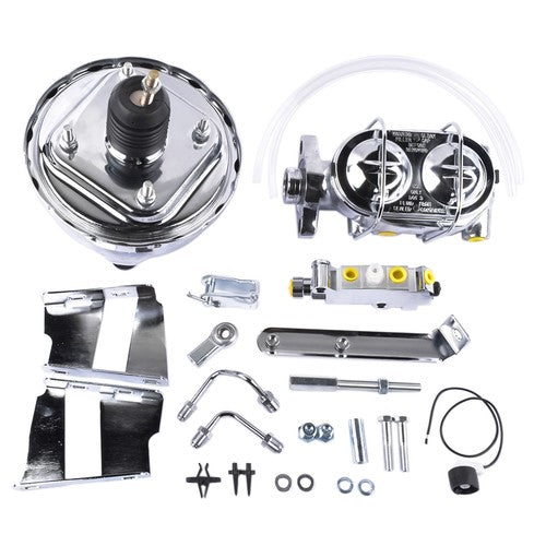 DURAFORCE For Chevy Bel Air Impala 8" Chrome Power Brake Booster Conversion Kit Disc/Drum