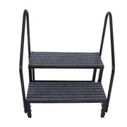 DURAFORCE 660lbs 2 Step RV Stairs Load Capacity Step Ladder Outdoor RV Steps (w/ Handrail)