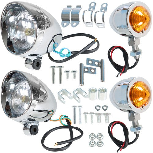 DURAFORCE For Motorcycle Chrome Passing Driving Spot Fog Lamp Turn Signal Light