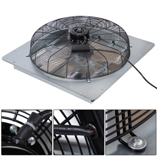 DURAFORCE Shutter Exhaust Fan 24in, 1.65m Power Cord, 4120CFM, Wall Mounted, Silver