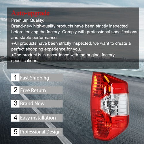 DURAFORCE Taillights Rear RH/Passenger For 2014-2020 Toyota Tundra Brake Tail Light Chrome