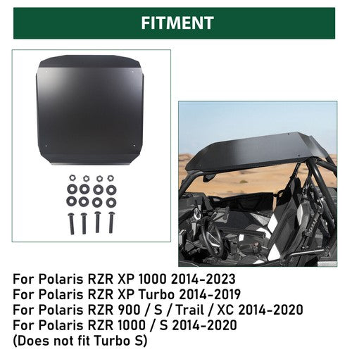 DURAFORCE Aluminum UTV Roof Hard Top For 2014-2023 Polaris RZR 900 1000 Turbo 2 seat Black