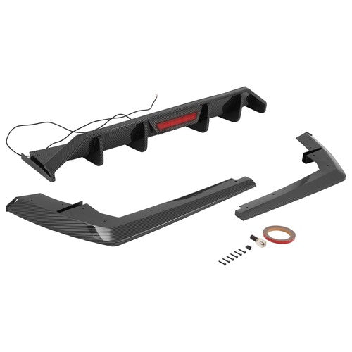 For Hyundai Elantra 21-23 Rear Bumper Diffuser Lip W/ Led Light Carbon Look