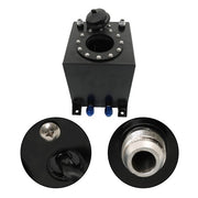 DURAFORCE 2.5 Gallon Aluminum Black Coated Fuel Cell Gas Tank Level Sender Racing/Drift