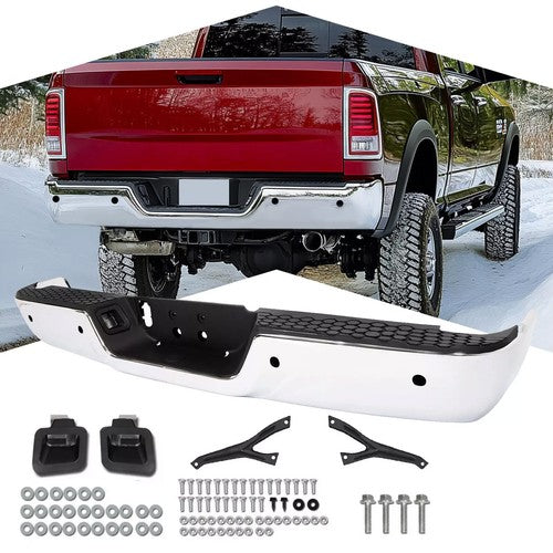 DURAFORCE Chrome Rear Bumper Assembly for Ram 2500 3500 2013 2018 With Sensor Holes