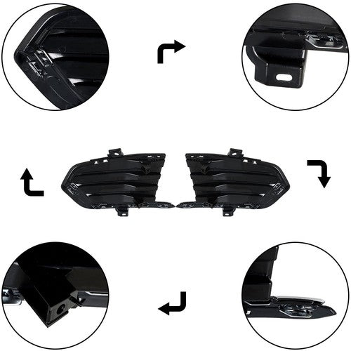 DURAFORCE Front Fog Lamp Cover For Cadillac XT5 2017-2019 Black New Driver+Passenger Side
