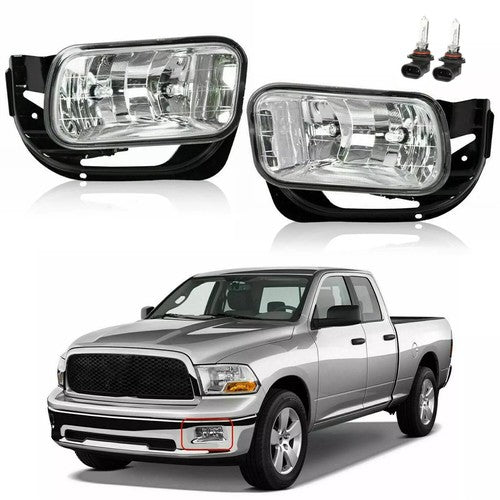 DURAFORCE For 09-12 18 Dodge Ram 1500 2500 3500 Bumper Fog Lights Driving Lamps W Bracket