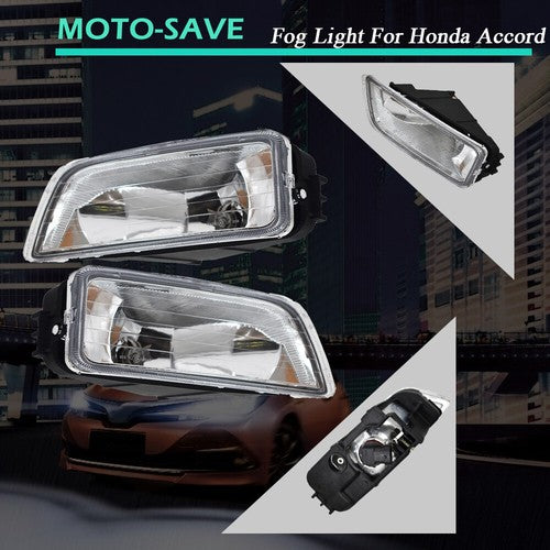 DURAFORCE Pair Clear Bumper Driving Fog Light Kit For Honda Accord 4DR Sedan 2003-2007
