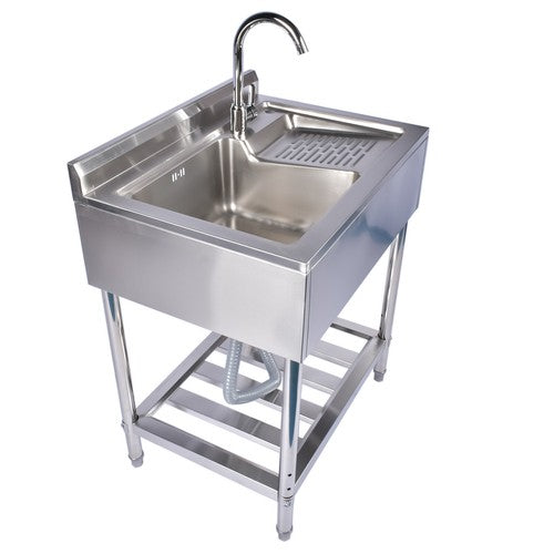 DURAFORCE 28.3in Stainless Steel Silver Sink, Free Standing Laundry Sink with Washboard