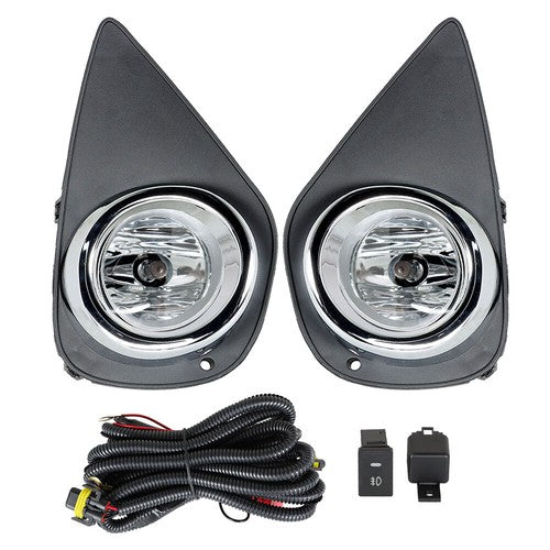 DURAFORCE Pair Fog Lights Assembly Wiring+Switch+Cover For 15-16 Toyota Yaris 8122002110