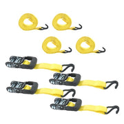 DURAFORCE 4 Pc 1.5" inch x 16' Ft Ratchet Tie Down Cargo Straps 1100 Lbs J Hooks
