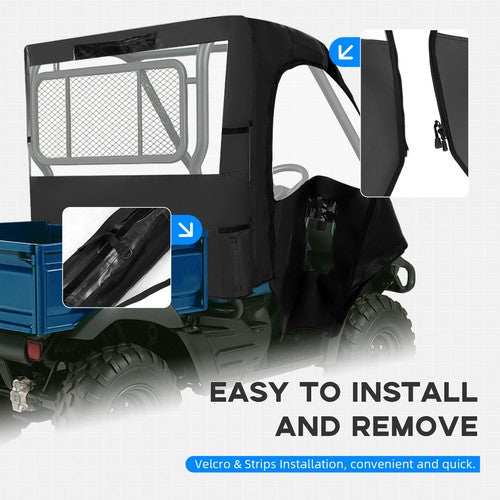 Black Soft Door UTV Cab Enclosure for Kawasaki Mule 600 610 4x4 XC 2005 2016