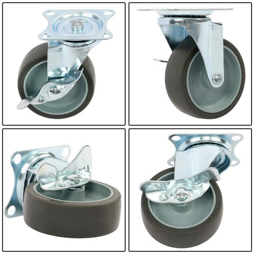 DURAFORCE 8 Pack 3 Inch Universal Caster Wheels Heavy Duty Casters with Side Brake Grey
