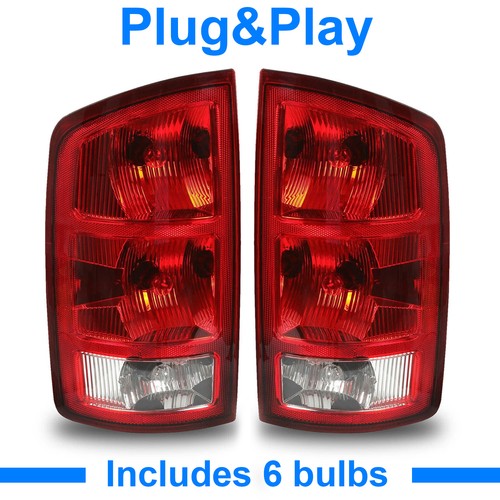 DURAFORCE DOT Tail Lights Brake Lamps with Bulbs for Dodge Ram 1500 2500 3500 2002-2006