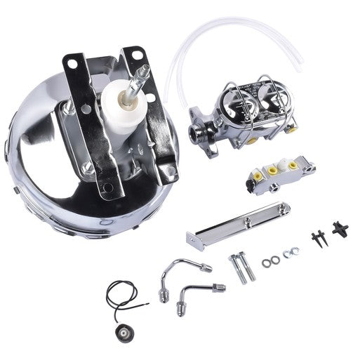 DURAFORCE Chrome 11" Power Brake Booster Master Cylinder & Valve Kit for 1973-93 Chevy GMC
