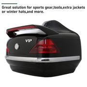 DURAFORCE Black Motorcycle Scooter Trunk Storage Box Case Luggage Trunk w/ Tail lights
