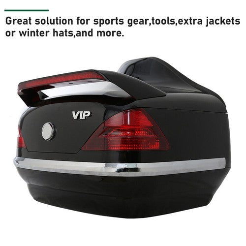 DURAFORCE Black Motorcycle Scooter Trunk Storage Box Case Luggage Trunk w/ Tail lights