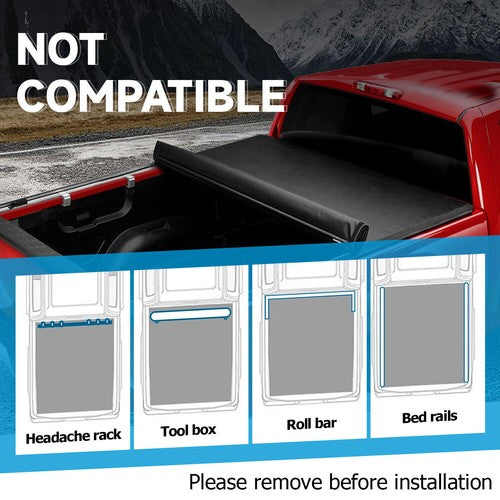 Soft Roll Up 5.8 FT Tonneau Cover with Light for GMC Sierra Silverado 1500 2007-2025