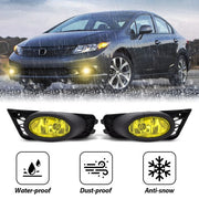 DURAFORCE For 2009 2010 2011 Honda Civic Sedan Fog Lights W/ Wiring & Switch Yellow Lens